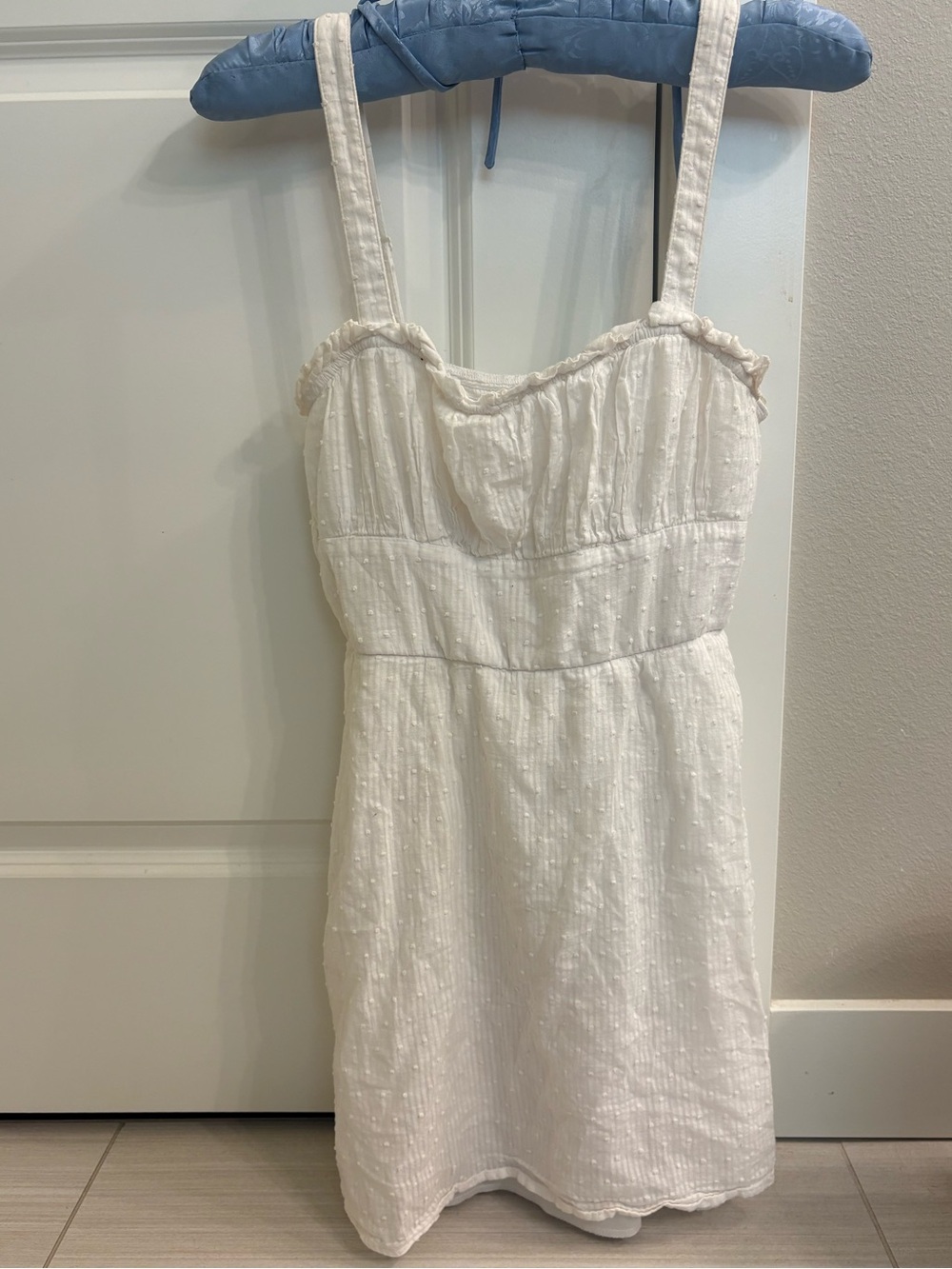 Trixxi White Textured Spaghetti Strap Sundress